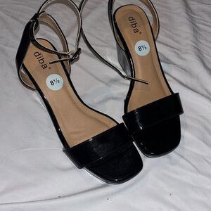 Worn one time black wedge heels